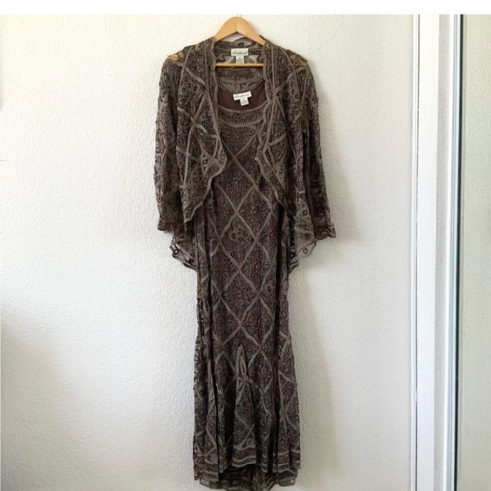 Elegant Brown Lace Mini Dress